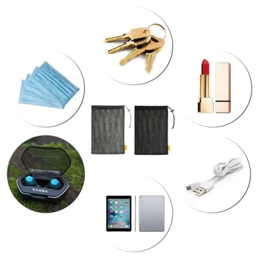 1PC Multi-Functional Drawstring Storage Bag Mesh Drawstring Pocket Pouch Bag Nylon Earphone Box Data Cable Charger