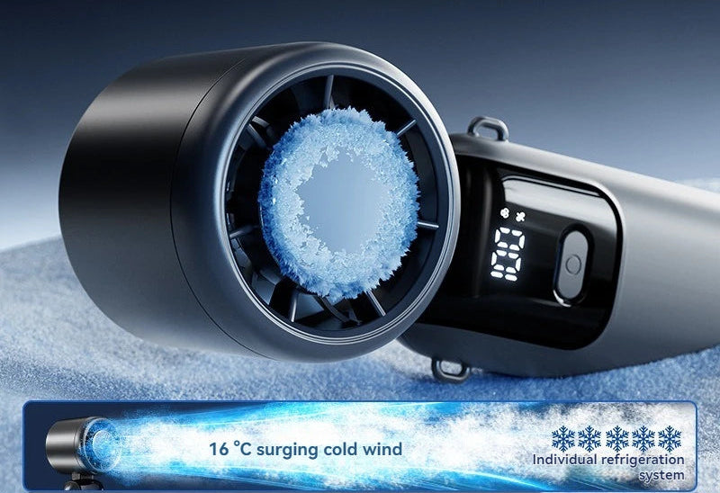 Hanging Ice Pack Handheld High-Speed Fan Folding 100 Speed Infinitely Adjustable Fan Portable for Outdoor Neck