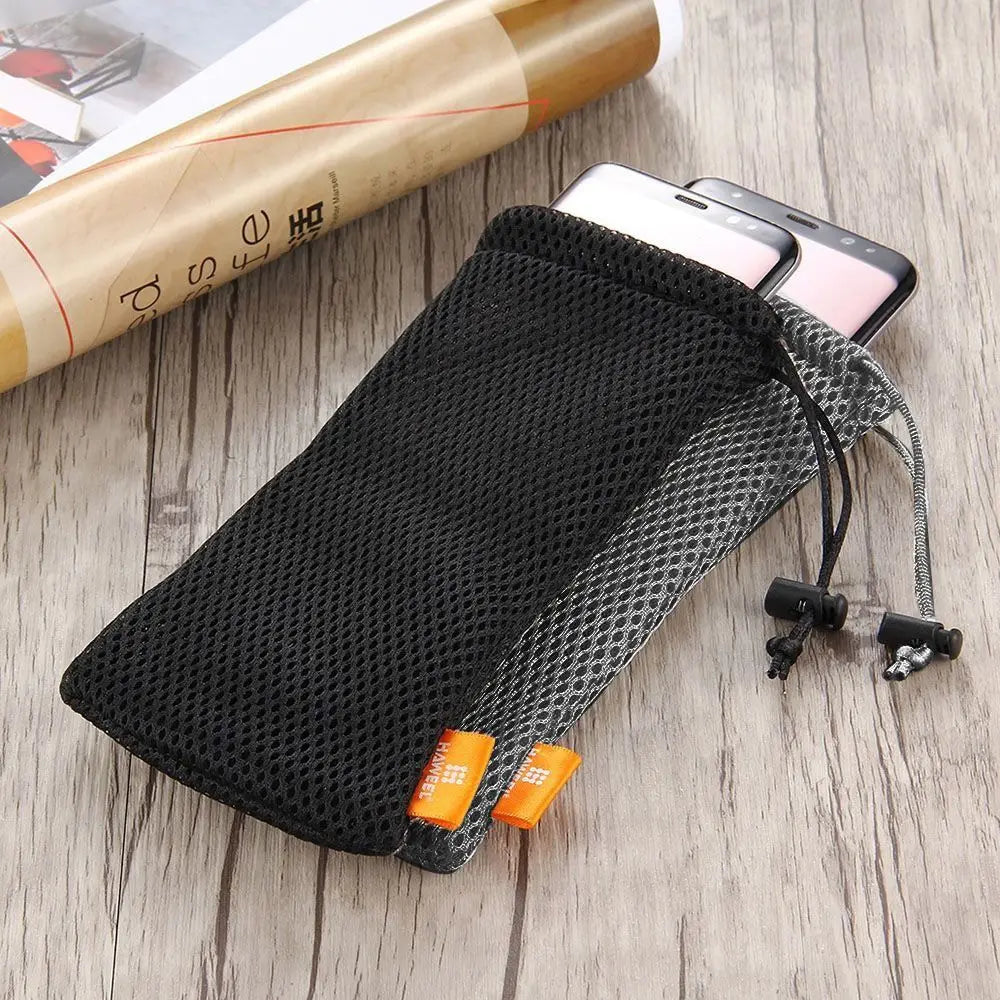 1PC Multi-Functional Drawstring Storage Bag Mesh Drawstring Pocket Pouch Bag Nylon Earphone Box Data Cable Charger